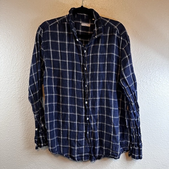 Match Point USA XL Blue Linen Button Up Long Sleeve Tunic Shirt Coastal Classic - Picture 2 of 7